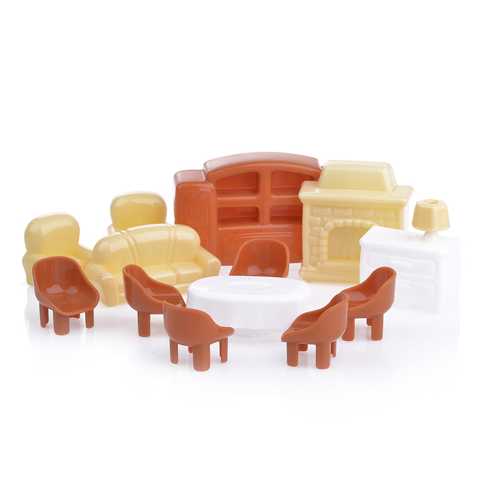 Набор мебели для кукол №4 (13 элементов в пакете) Набор мебели для кукол №4 (13 элементов в пакете)