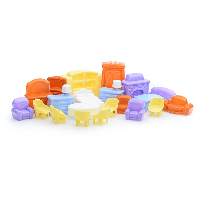 Фото к товару Набор мебели для кукол №5 (21 элемент в пакете) Набор мебели для кукол №5 (21 элемент в пакете)