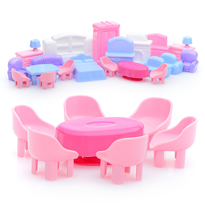 Фото к товару Набор мебели для кукол №5 (21 элемент в пакете) Набор мебели для кукол №5 (21 элемент в пакете)