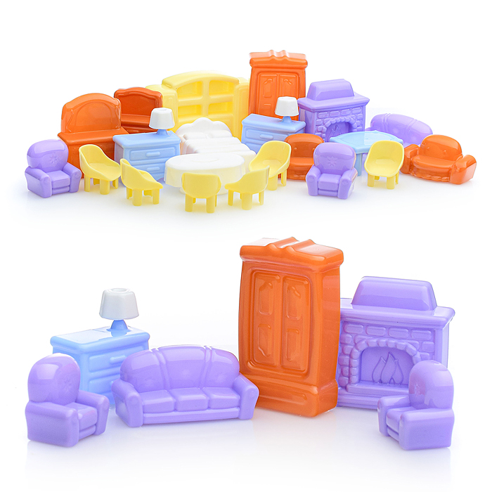 Фото к товару Набор мебели для кукол №5 (21 элемент в пакете) Набор мебели для кукол №5 (21 элемент в пакете)