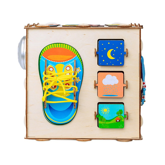 Фото к товару Бизиборд Кубик 24х24х24 Бизиборд Кубик 24х24х24