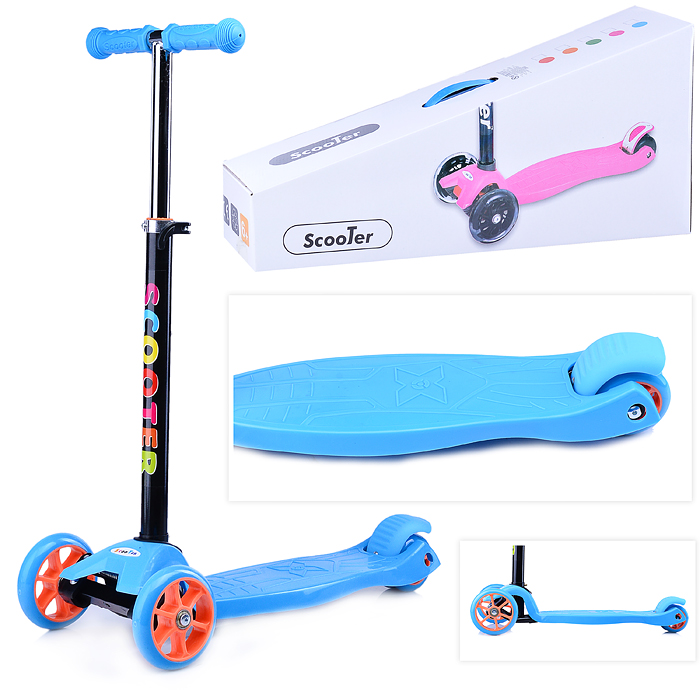 Самокат U038198Y 3-х кол., голубой, PVC, ABEC 7, в коробке Самокат U038198Y 3-х кол., голубой, PVC, ABEC 7, в коробке