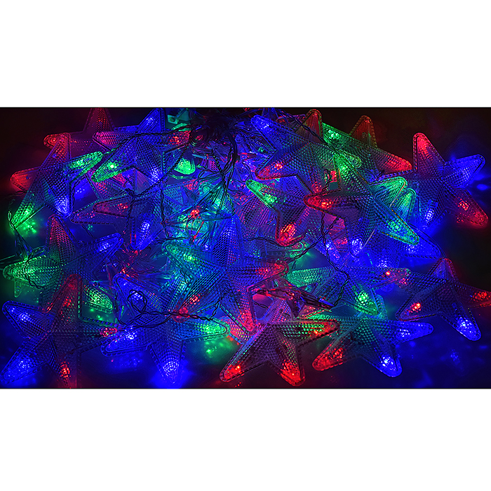 Фото к товару Электрогирлянда "Звезда" 2,4м, цветная Электрогирлянда "Звезда" 2,4м, цветная