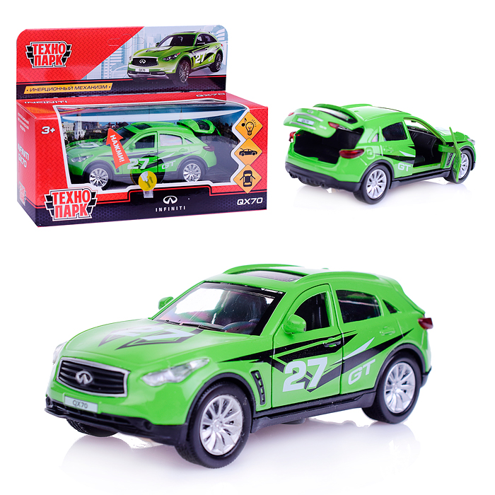 Машина металл свет-звук "Infiniti QX70 Спорт" 12см, открываются двери, инерц. 