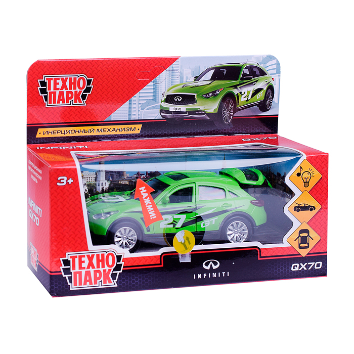 Фото к товару Машина металл свет-звук "Infiniti QX70 Спорт" 12см, открываются двери, инерц. Машина металл свет-звук "Infiniti QX70 Спорт" 12см, открываются двери, инерц.