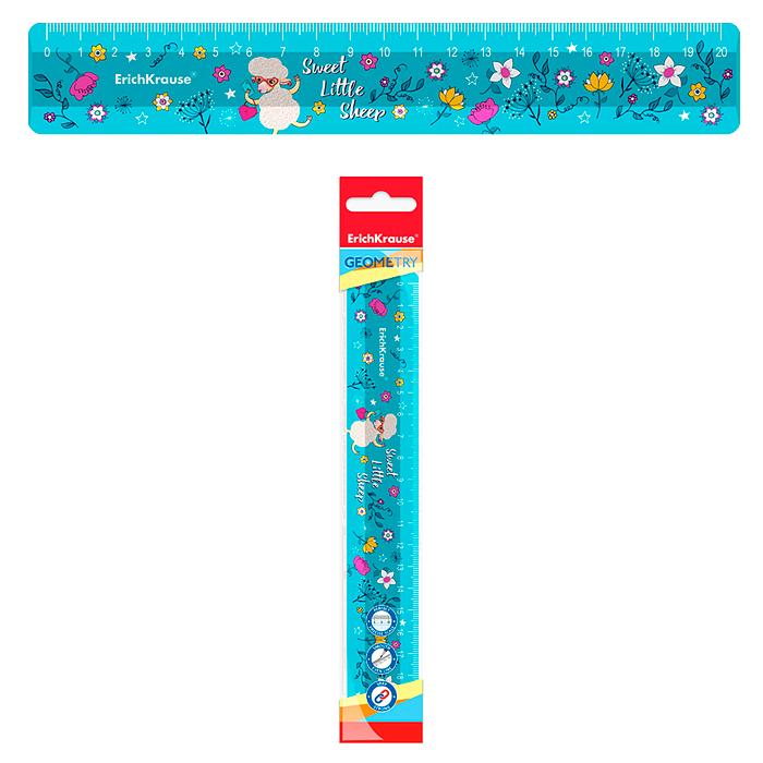 Линейка пластиковая Flower Sheep, 20см, во флоупаке Линейка пластиковая Flower Sheep, 20см, во флоупаке