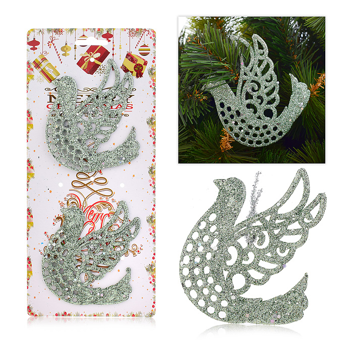 Набор новогодних украшений S0995 "Птицы" (2шт.) Набор новогодних украшений S0995 "Птицы" (2шт.)