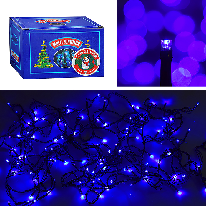 Электрогирлянда светодиодная 10 м, 100 ламп, синий Электрогирлянда светодиодная 10 м, 100 ламп, синий