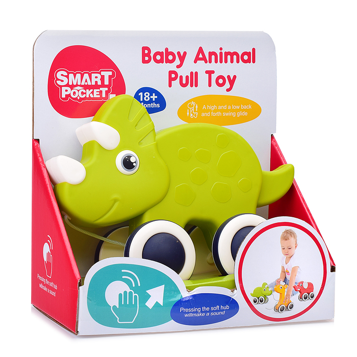 Каталка S-Y016 "Носорог" зеленый, музыкальный, в коробке