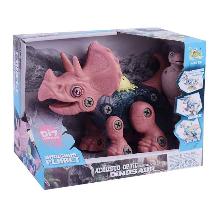Конструктор RS017B "Трицератопс" с отверткой (свет/звук), в коробке