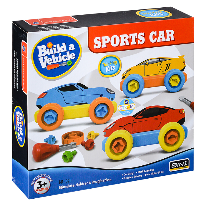 Конструктор 825 "Машина" с отверткой, в коробке Конструктор 825 "Машина" с отверткой, в коробке