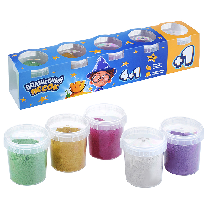 Кинетический песок "Волшебный песок", микс 5 цветов, 750 гр. 