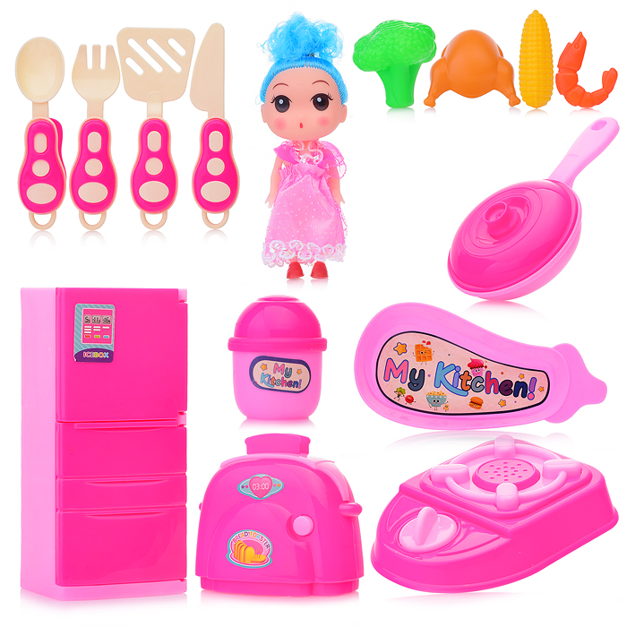 Набор посуды RM218A-5 "Хозяюшка-2"с куклой, в пакете Набор посуды RM218A-5 "Хозяюшка-2"с куклой, в пакете