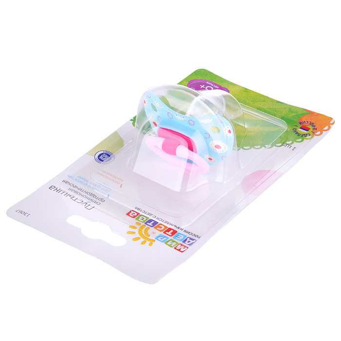 Соска-пустышка силиконовая ортодонтическая, нагубник-сердце  "Якоря-Круги" ассорти, 6+