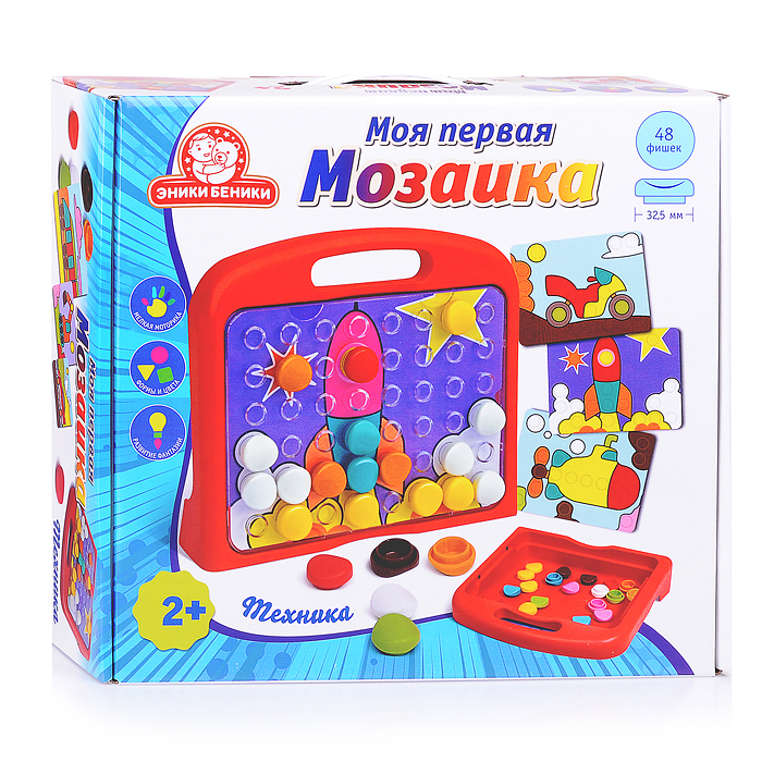 Моя первая мозаика "Техника" (48 фишек, 8 карточек, поле, чемодан) Моя первая мозаика "Техника" (48 фишек, 8 карточек, поле, чемодан)