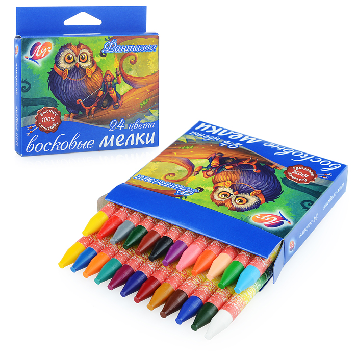 Мелки восковые 24 цв. на масляной основе "Фантазия" (круглые) Мелки восковые 24 цв. на масляной основе "Фантазия" (круглые)