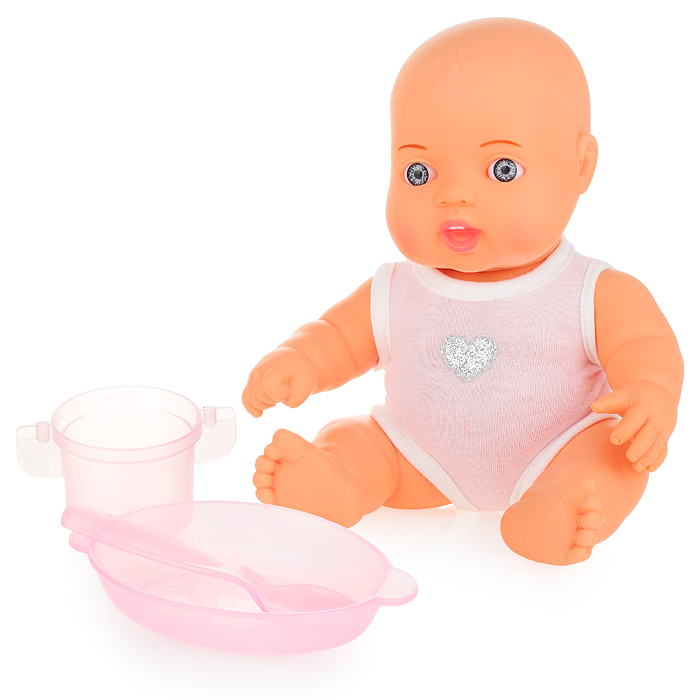 Пупс "Славный" (24 см) с набором для кормления (3 элемента) (в пакете) Пупс "Славный" (24 см) с набором для кормления (3 элемента) (в пакете)