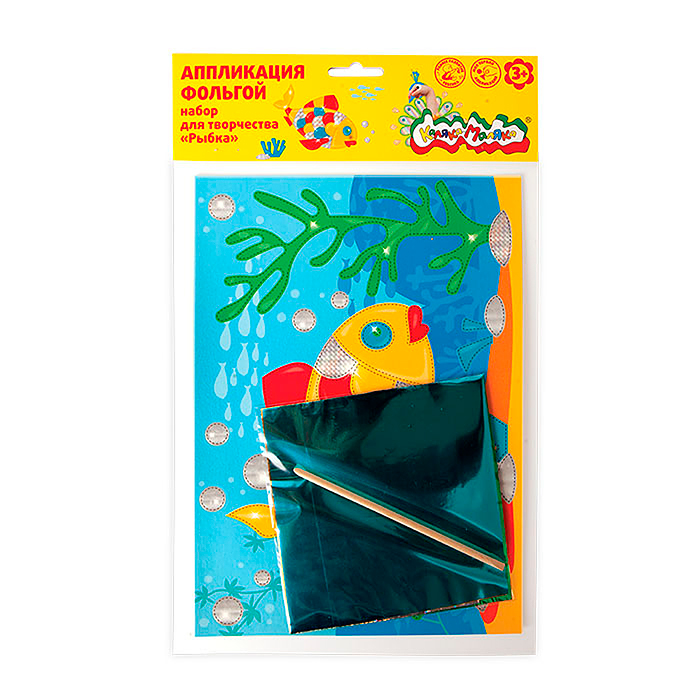 Фото к товару Набор для творчества аппликация фольгой Рыбка 6 цветов фольги Набор для творчества аппликация фольгой Рыбка 6 цветов фольги