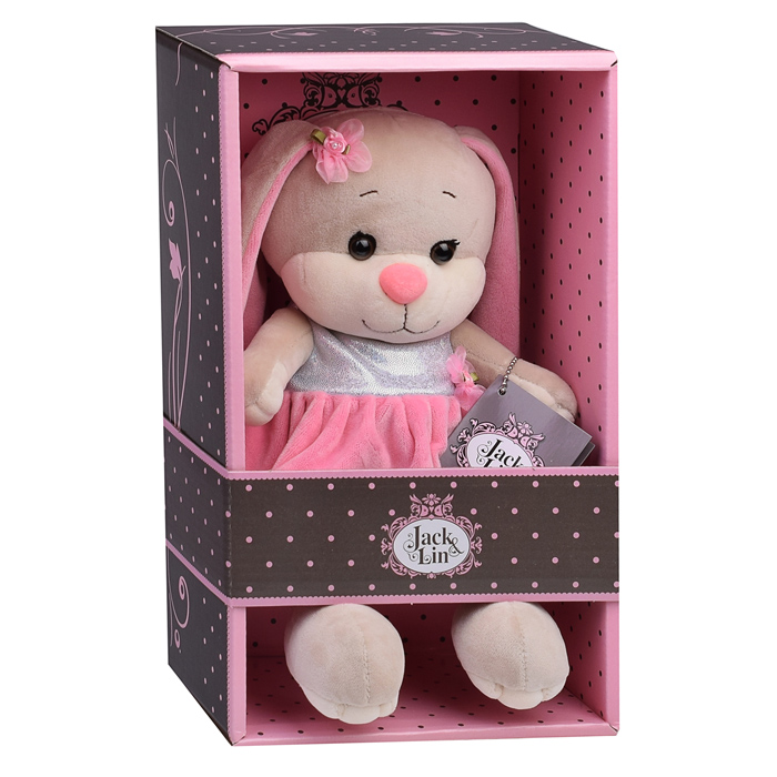 Зайка Лин в серебристо-розовом платье, 20 см, в коробке
