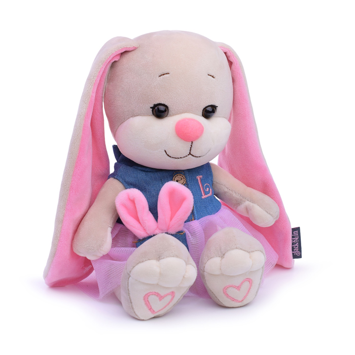 Зайка Лин в сине-розовом платье, 20 см, в коробке