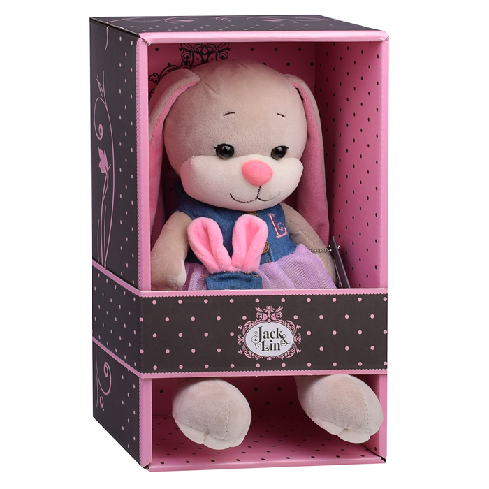 Фото к товару Зайка Лин в сине-розовом платье, 20 см, в коробке Зайка Лин в сине-розовом платье, 20 см, в коробке