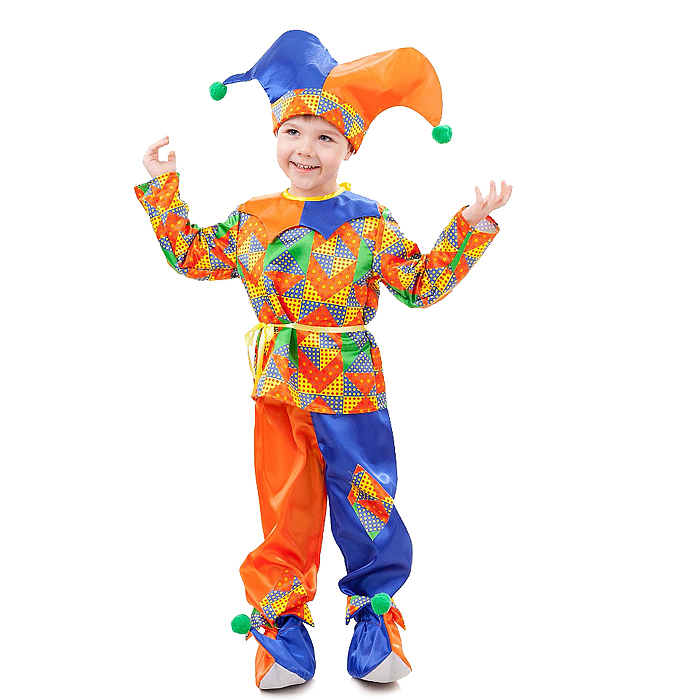 Костюм "Петрушка" (рубашка с пясом, брюки, колпак, башмачки) размер 110-56 Костюм "Петрушка" (рубашка с пясом, брюки, колпак, башмачки) размер 110-56