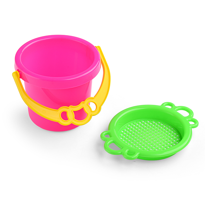 Песочный набор № 155 (ведро 0,8 л , сито,  совок 19 см, грабли 19см, лейка 0,4л)