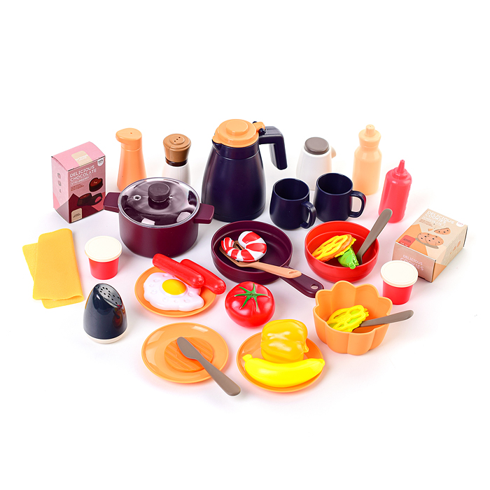 Игровой набор кухня 889-241 "Давай играть" (свет, звук, пар) 75 предметов, в коробке
