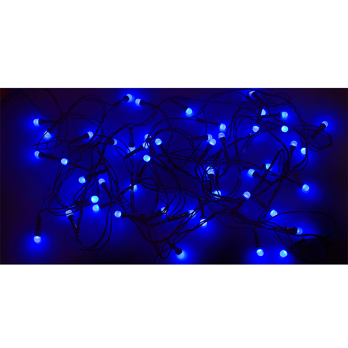 Фото к товару Электрогирлянда светодиодная 5 м, 50 ламп, синий Электрогирлянда светодиодная 5 м, 50 ламп, синий