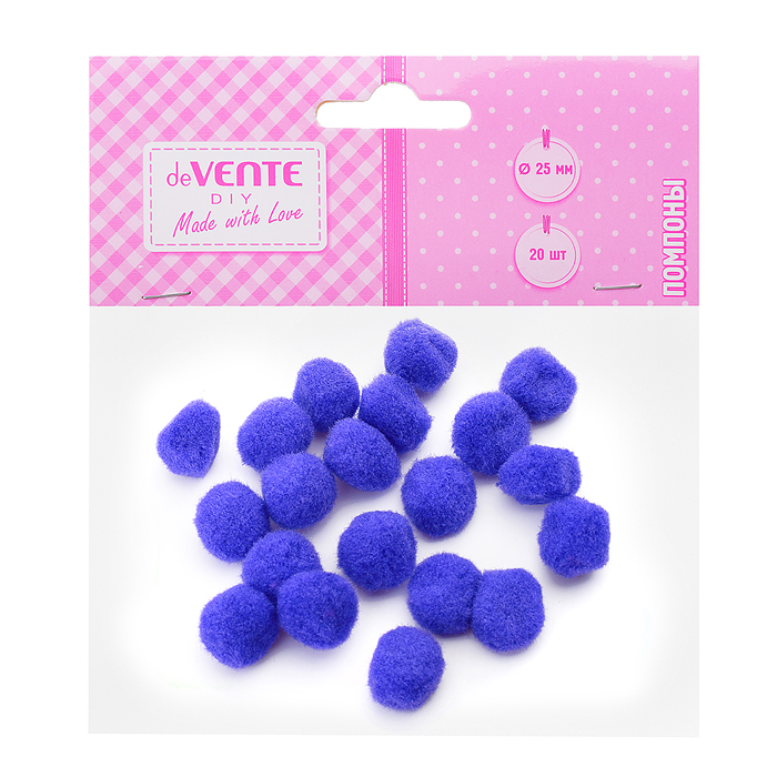 Фото к товару Набор помпонов для творчества 25 мм, 20 шт, цвет фиолетовый, в пластиковом пакете с блисте Набор помпонов для творчества 25 мм, 20 шт, цвет фиолетовый, в пластиковом пакете с блисте