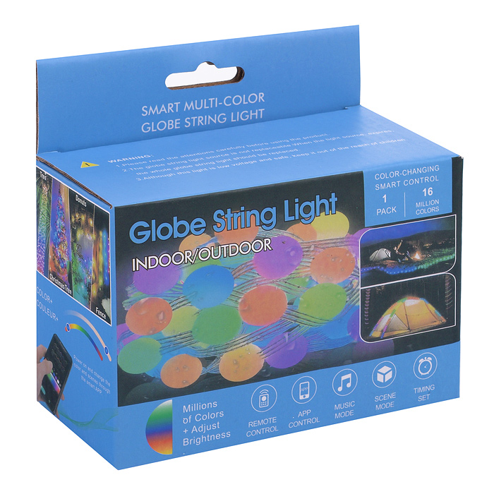 Фото к товару Электрогирлянда светодиодная S01530-2 "Шарики", 10м, 66 ламп, пульт, USB, меняет цвет Электрогирлянда светодиодная S01530-2 "Шарики", 10м, 66 ламп, пульт, USB, меняет цвет