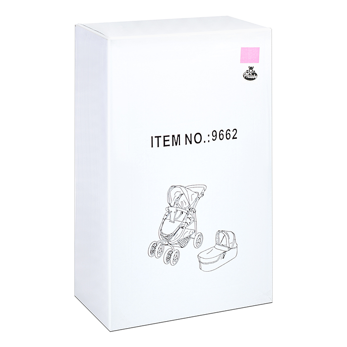 Фото к товару Коляска-трансформер для кукол 9662 металлическая, регулируемая ручка, с корзиной, цвет серо-розовый Коляска-трансформер для кукол 9662 металлическая, регулируемая ручка, с корзиной, цвет серо-розовый