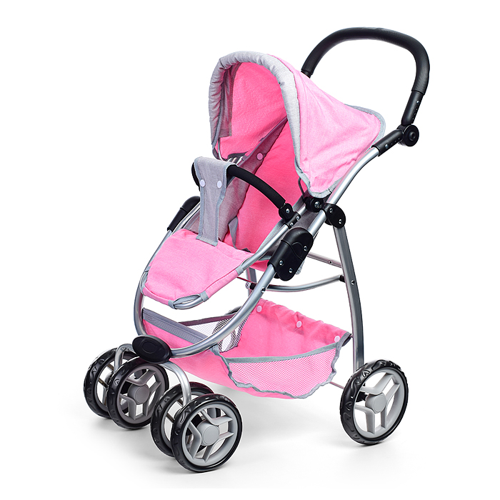 Фото к товару Коляска-трансформер для кукол 9662 металлическая, регулируемая ручка, с корзиной, цвет серо-розовый Коляска-трансформер для кукол 9662 металлическая, регулируемая ручка, с корзиной, цвет серо-розовый