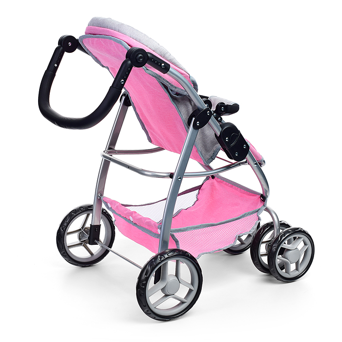 Фото к товару Коляска-трансформер для кукол 9662 металлическая, регулируемая ручка, с корзиной, цвет серо-розовый Коляска-трансформер для кукол 9662 металлическая, регулируемая ручка, с корзиной, цвет серо-розовый