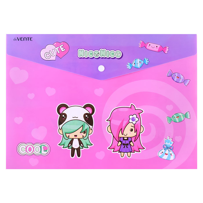 Фото к товару Папка-конверт на кнопке "NicoNico" A4 (335x240 мм) 180 мкм, непрозрачная с рисунком, тис Папка-конверт на кнопке "NicoNico" A4 (335x240 мм) 180 мкм, непрозрачная с рисунком, тис