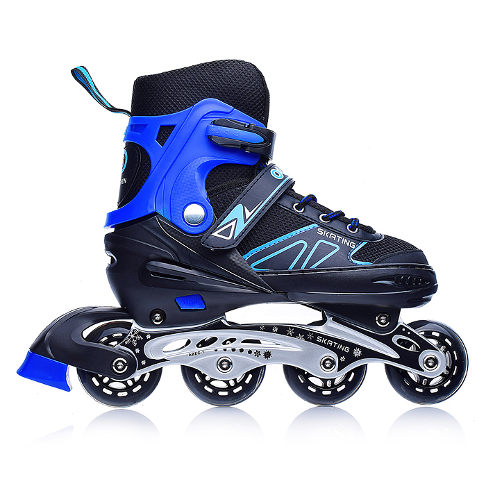 Фото к товару Роликовые коньки U001753Y раздвижные, PU колёса, размер L, черно-синие, в сумке Роликовые коньки U001753Y раздвижные, PU колёса, размер L, черно-синие, в сумке