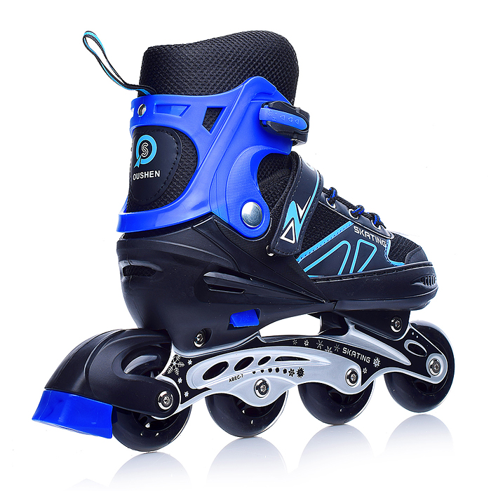 Фото к товару Роликовые коньки U001753Y раздвижные, PU колёса, размер L, черно-синие, в сумке Роликовые коньки U001753Y раздвижные, PU колёса, размер L, черно-синие, в сумке