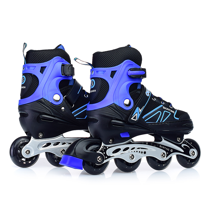 Фото к товару Роликовые коньки U001753Y раздвижные, PU колёса, размер L, черно-синие, в сумке Роликовые коньки U001753Y раздвижные, PU колёса, размер L, черно-синие, в сумке
