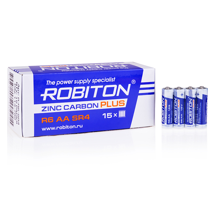 Батарейки солевые ROBITON Plus R-R6-SP4 R6 SR4 (60шт.) Батарейки солевые ROBITON Plus R-R6-SP4 R6 SR4 (60шт.)