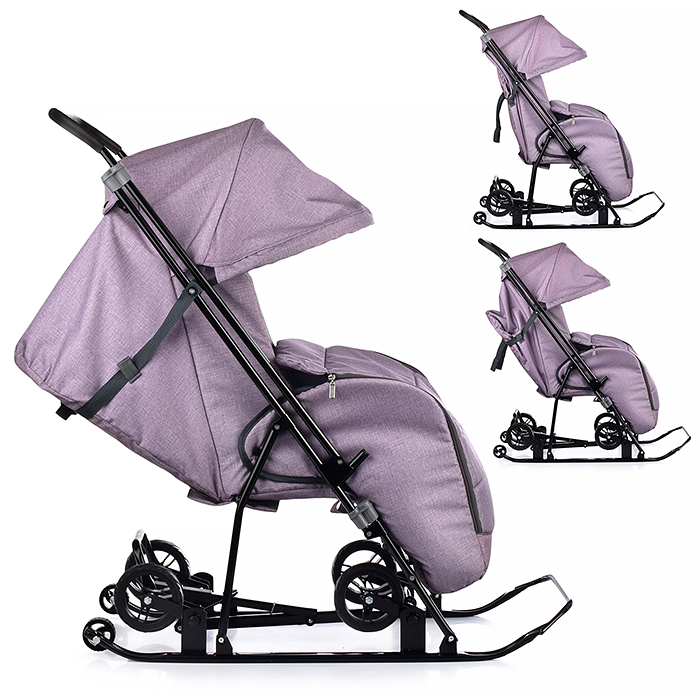 Фото к товару Санки-коляска Снежинка универсал-1 (лен пудра) Санки-коляска Снежинка универсал-1 (лен пудра)