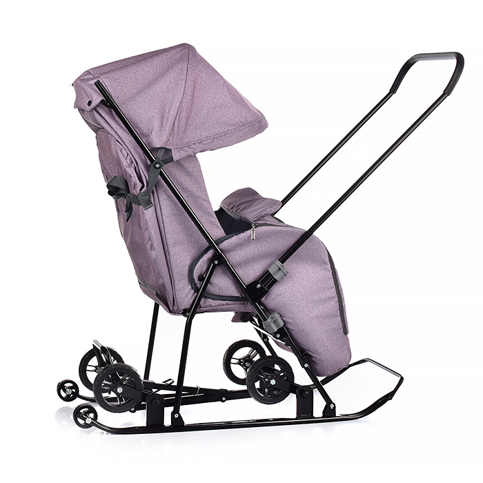 Фото к товару Санки-коляска Снежинка универсал-1 (лен пудра) Санки-коляска Снежинка универсал-1 (лен пудра)