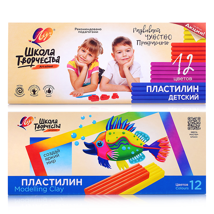 Пластилин 12цв. "Школа творчества" 