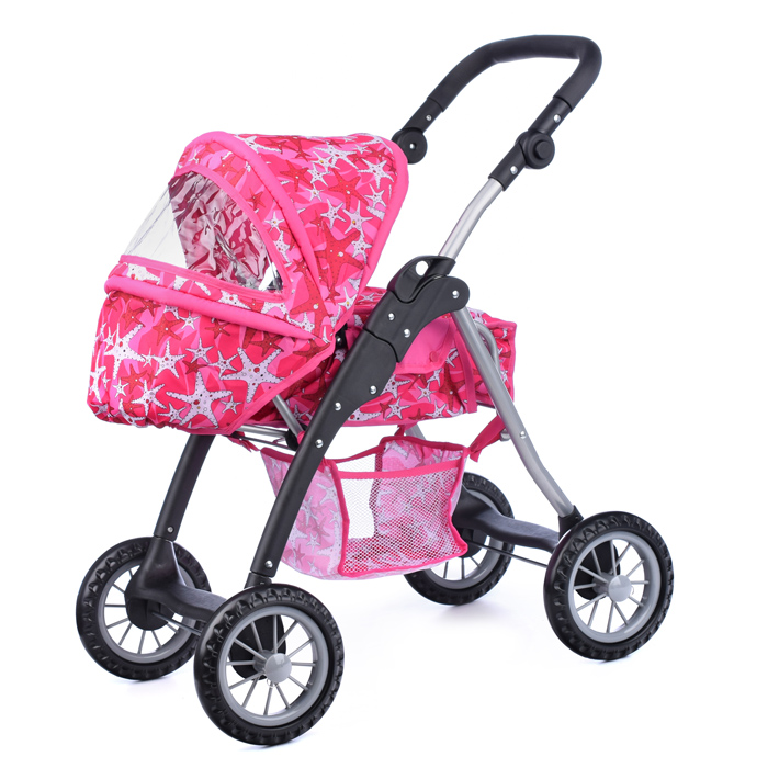 Фото к товару Коляска-люлька 9388 для кукол, металлическая, с корзиной, цвет морские звезды Коляска-люлька 9388 для кукол, металлическая, с корзиной, цвет морские звезды