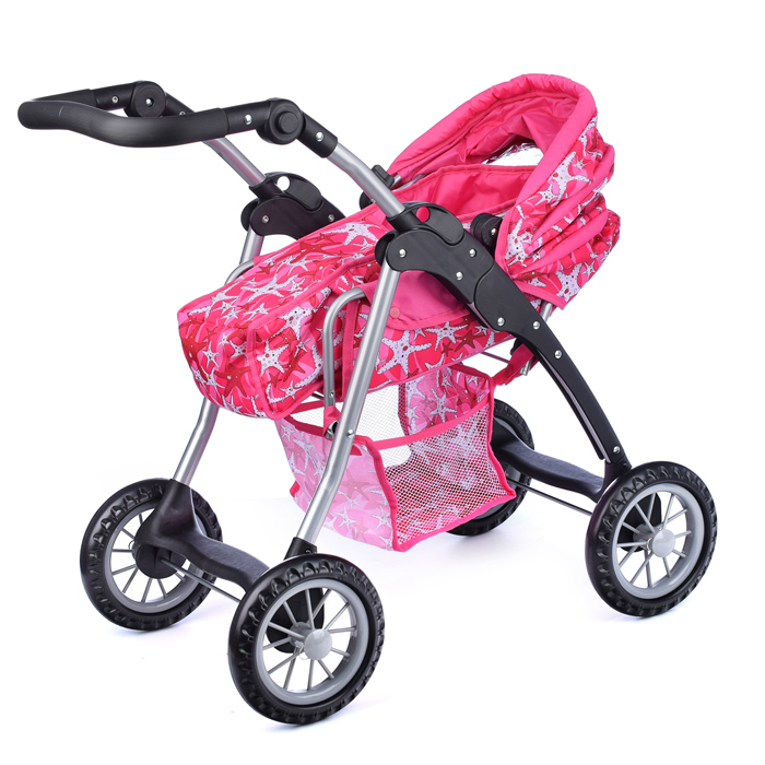 Фото к товару Коляска-люлька 9388 для кукол, металлическая, с корзиной, цвет морские звезды Коляска-люлька 9388 для кукол, металлическая, с корзиной, цвет морские звезды