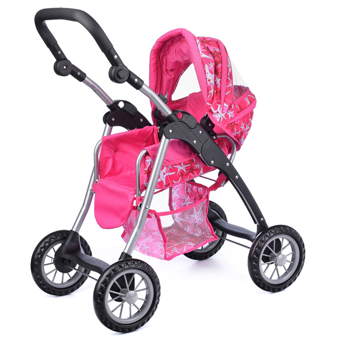 Фото к товару Коляска-люлька 9388 для кукол, металлическая, с корзиной, цвет морские звезды Коляска-люлька 9388 для кукол, металлическая, с корзиной, цвет морские звезды