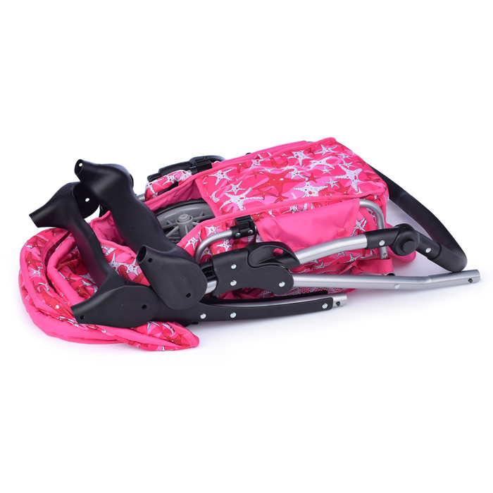 Фото к товару Коляска-люлька 9388 для кукол, металлическая, с корзиной, цвет морские звезды Коляска-люлька 9388 для кукол, металлическая, с корзиной, цвет морские звезды