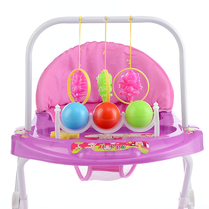 Фото к товару Ходунки 902-E-4 "Шарики" с подвесными игрушками (розовый-сиреневый) в пакете Ходунки 902-E-4 "Шарики" с подвесными игрушками (розовый-сиреневый) в пакете