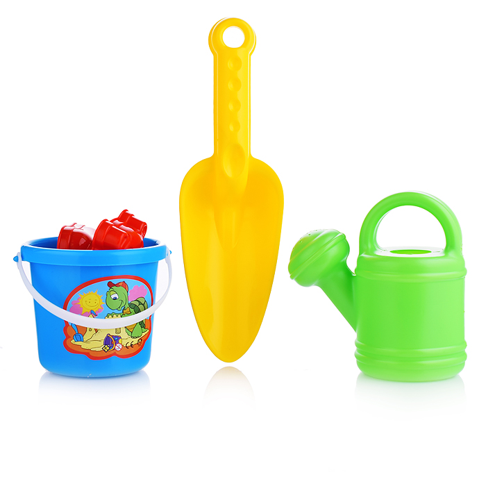 Фото к товару Комплект "Мини" (совок+2 формочки с лейкой мал.) Комплект "Мини" (совок+2 формочки с лейкой мал.)