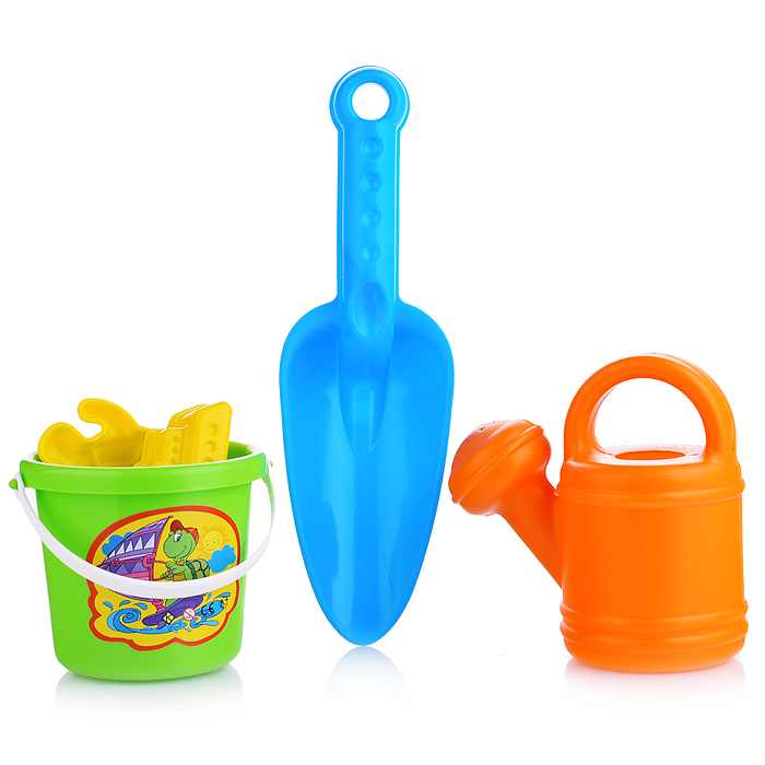 Фото к товару Комплект "Мини" (совок+2 формочки с лейкой мал.) Комплект "Мини" (совок+2 формочки с лейкой мал.)