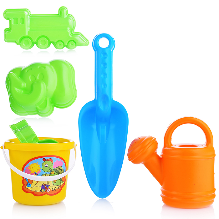 Фото к товару Комплект "Мини" (совок+2 формочки с лейкой мал.) Комплект "Мини" (совок+2 формочки с лейкой мал.)